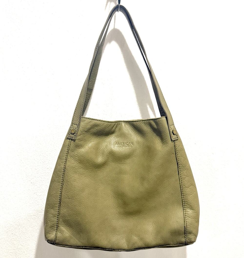 American Leather Company Liberty Shopper Bag Purse Soft Green Leather 13"wx 12h"